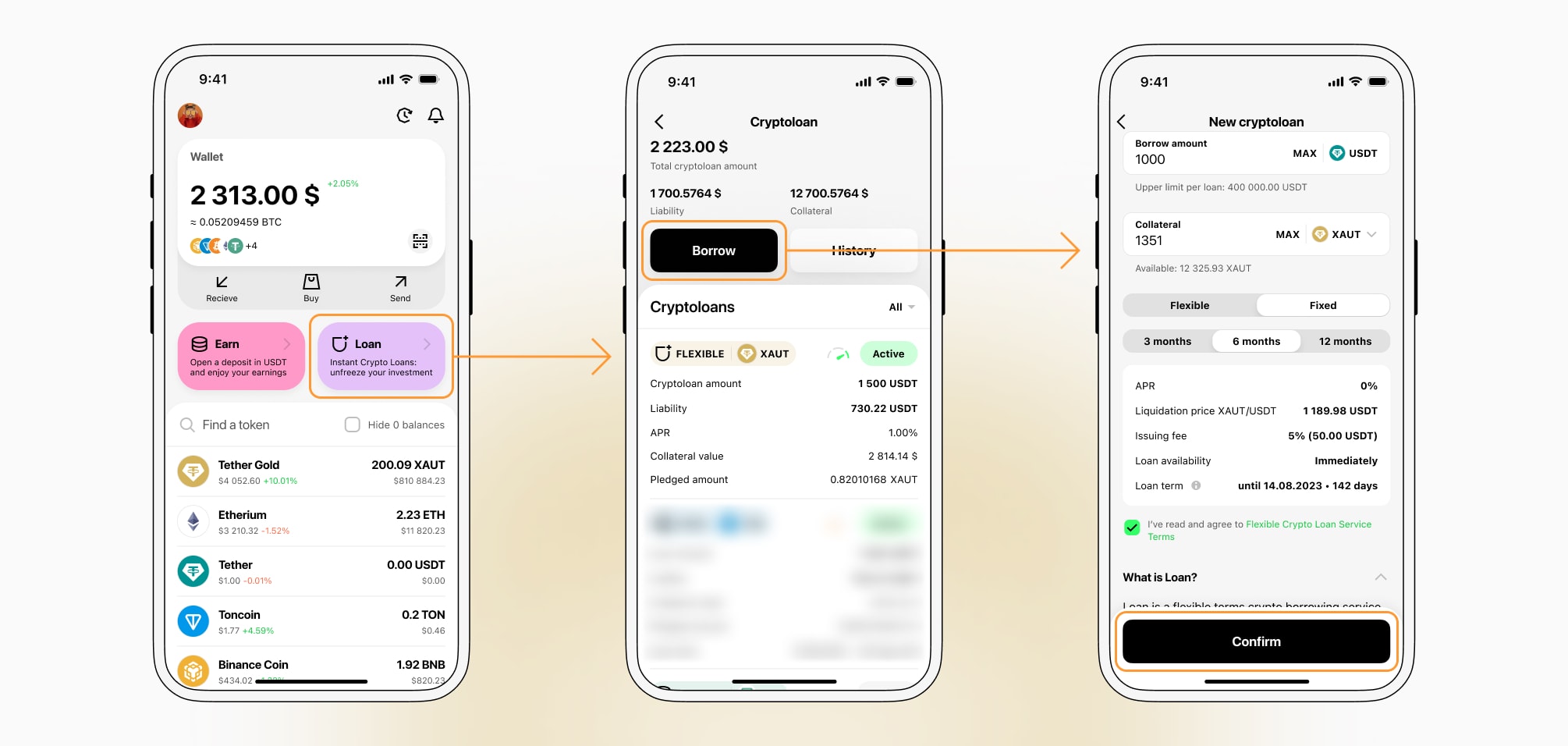 How to get a loan on Tether Gold? Borrow usd against Tether Gold on Cropty